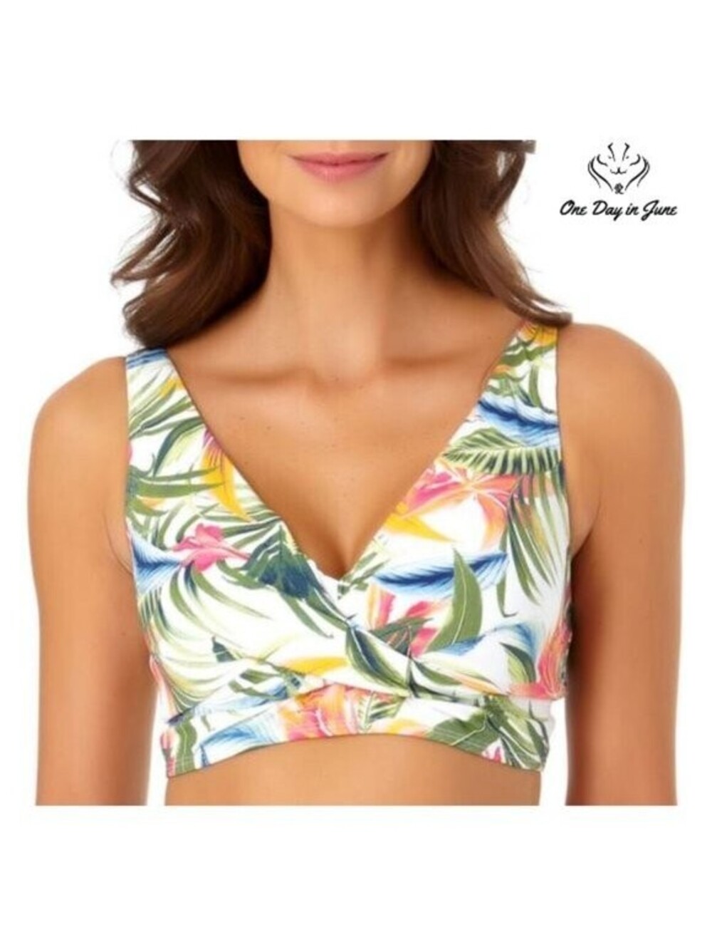 Naturalizer Womens Tropical Bra Bikini Swimsuit Top Size 2XL